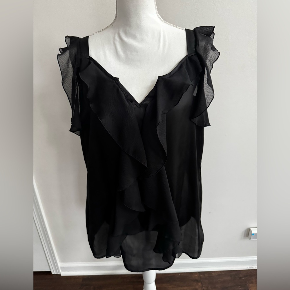 Hot in Hollywood Black Ruffled Blouse